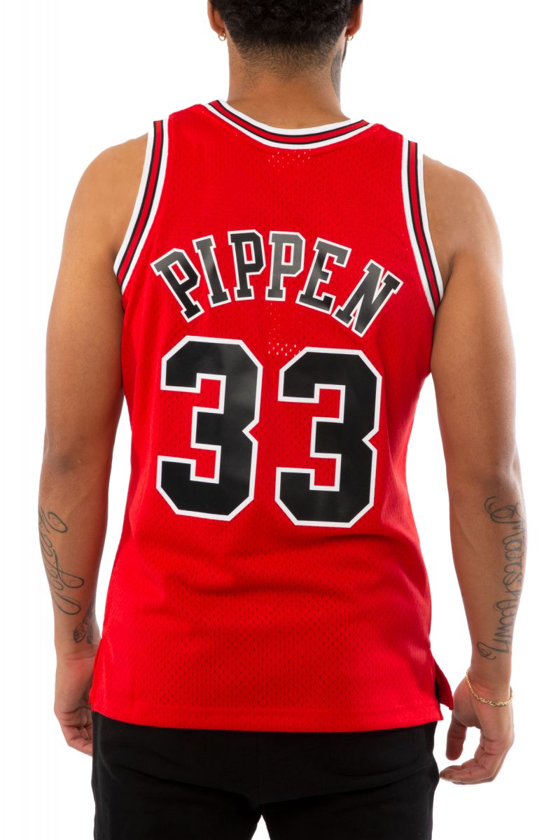 Chicago Bulls Scottie Pippen Black Red Swingman Jersey Mitchell