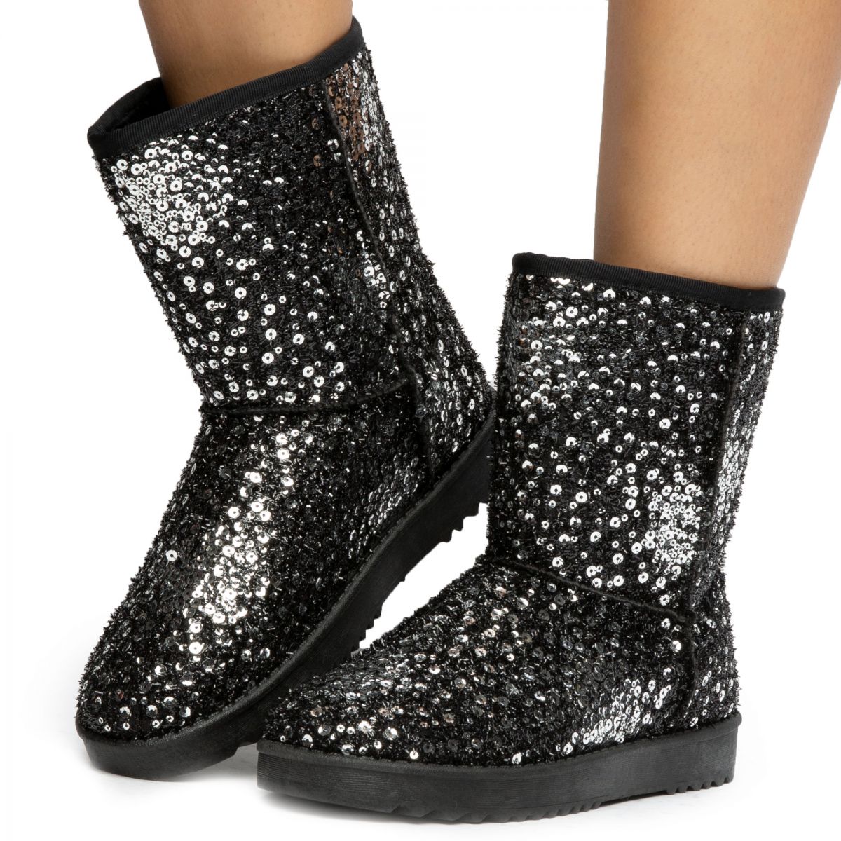 green sequin booties