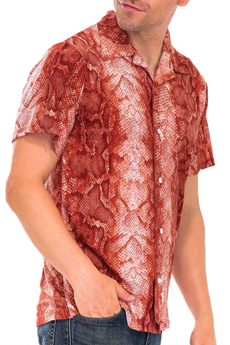 snake print button down