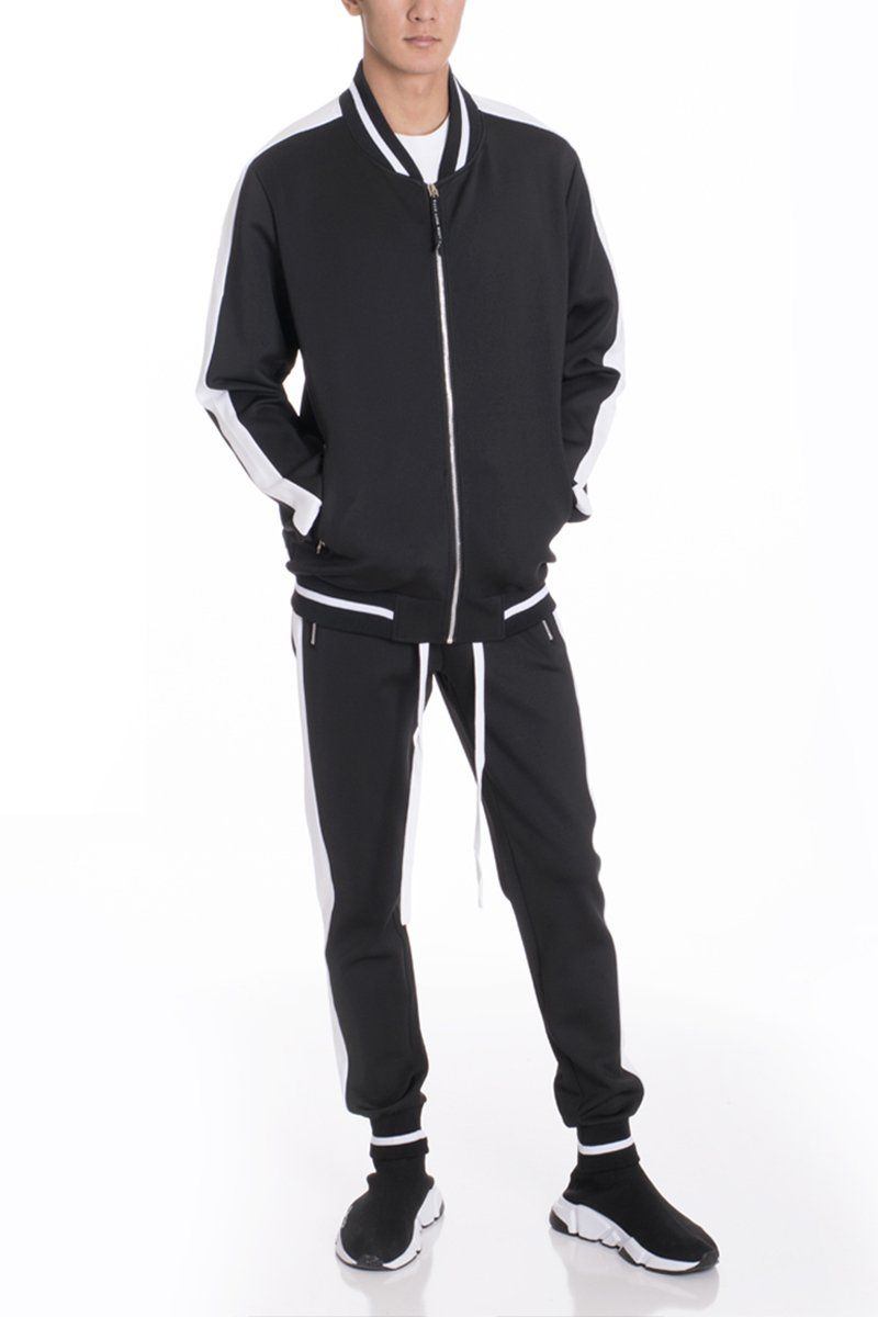 WEIV Heavy Weight Single Stripe Track Set SET180-BLACKWH - Karmaloop