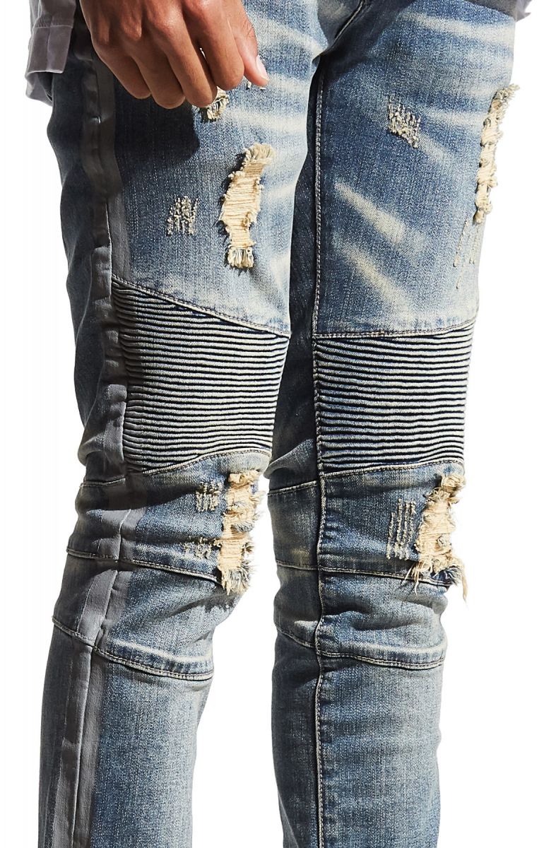 jeans with track stripes