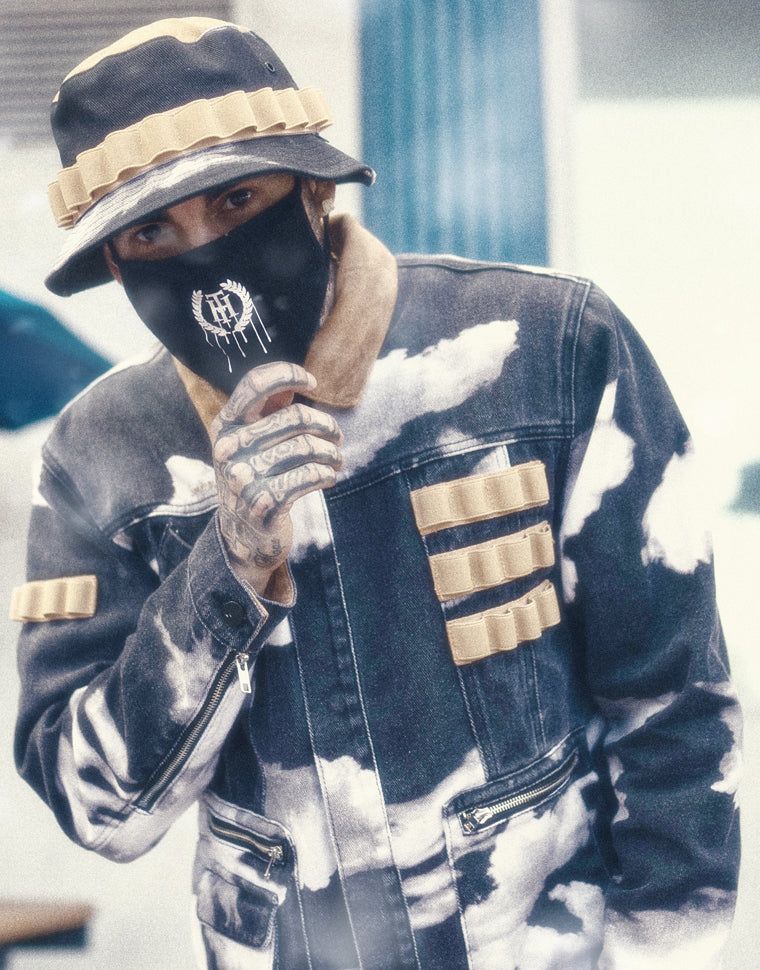 THE HIDEOUT CLOTHING + Rifle Cloud Bleached Denim Jacket HDTCLTHNG ...