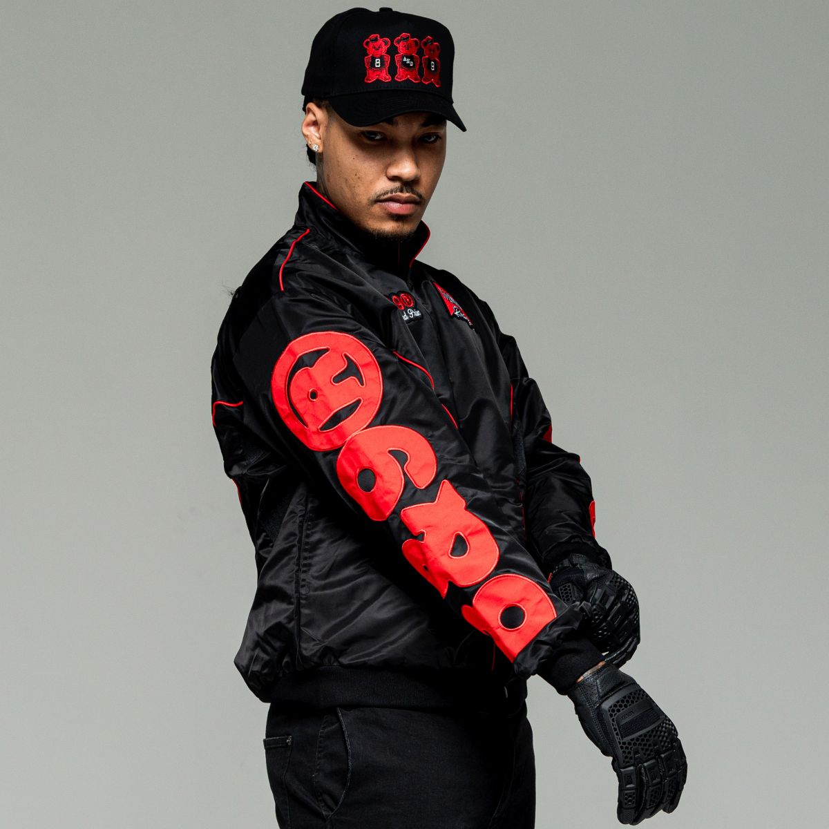 8&9 MFG CO. Grand Prix Bred Nylon Racing Jacket JKGRABLK-BLACK