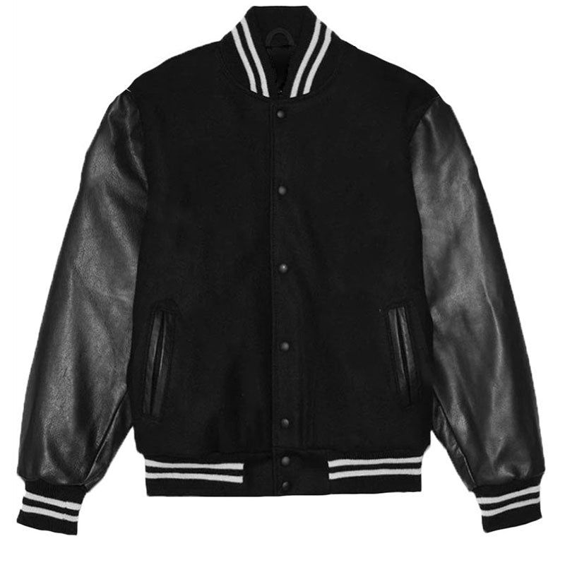 WEIV Melton Letterman Jacket BJ222-BLACK - Karmaloop