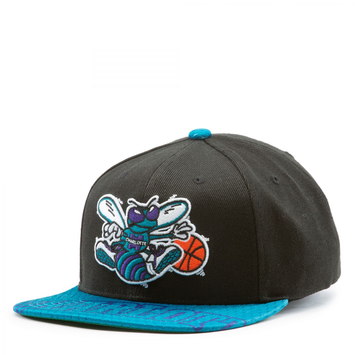 NWT Mitchell & Ness Teal/Purple NBA Charlotte Hornets Sharktooth HWC