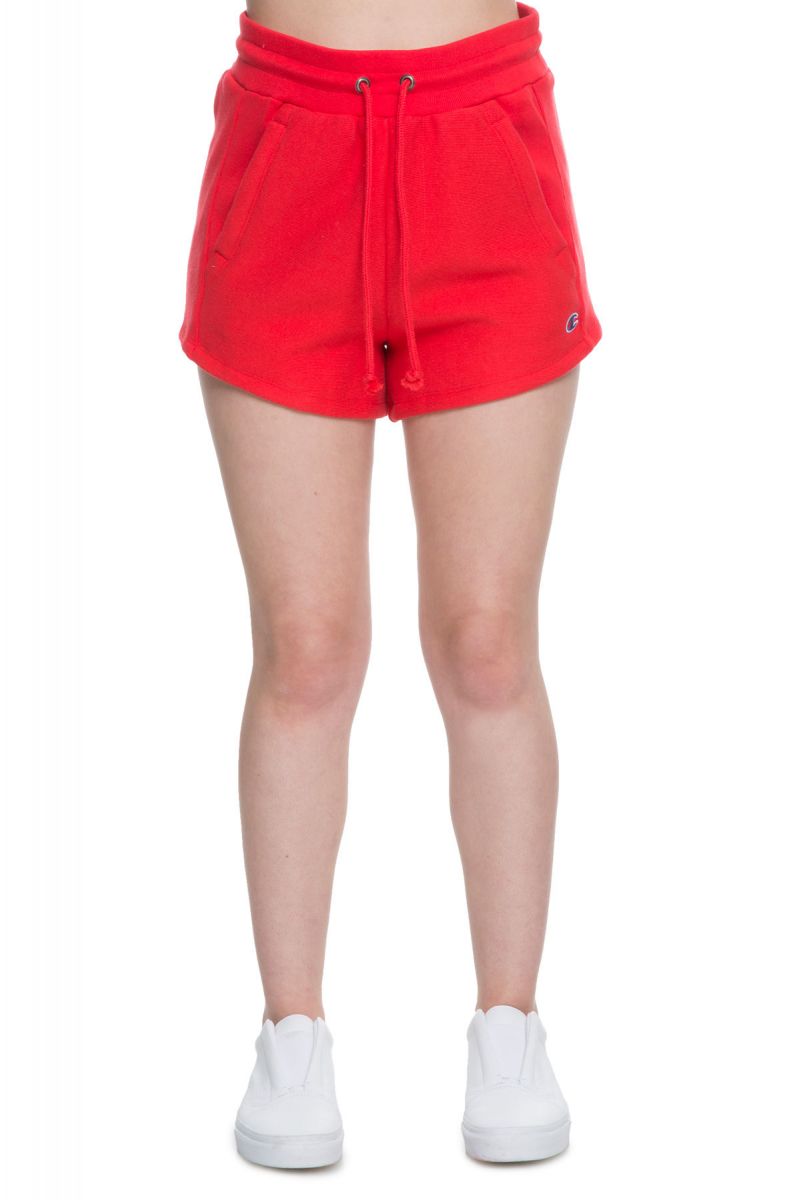 red champion shorts womens