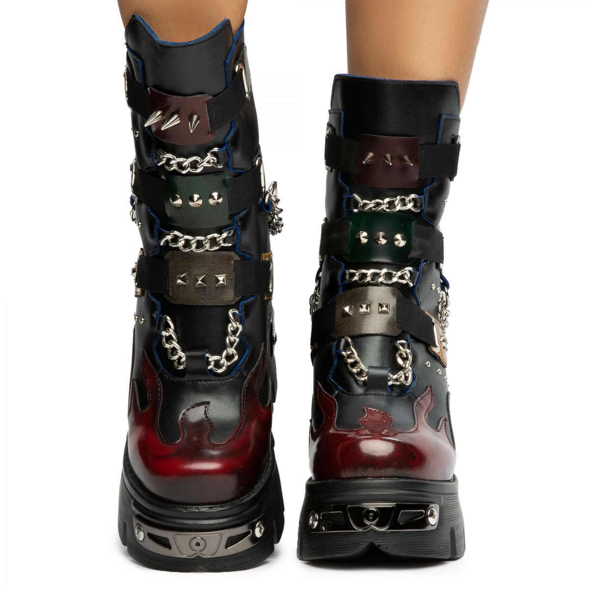 blue platform booties