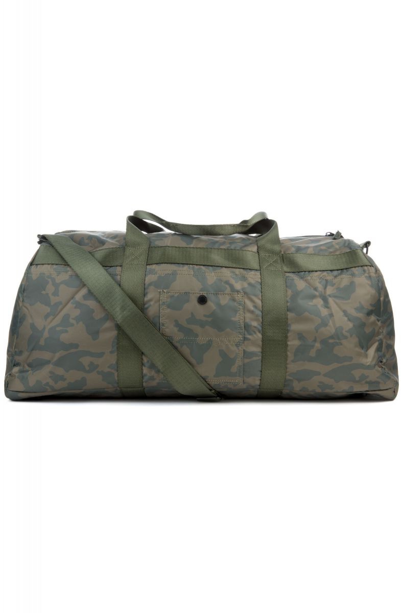 patchwork camo canvas duffel