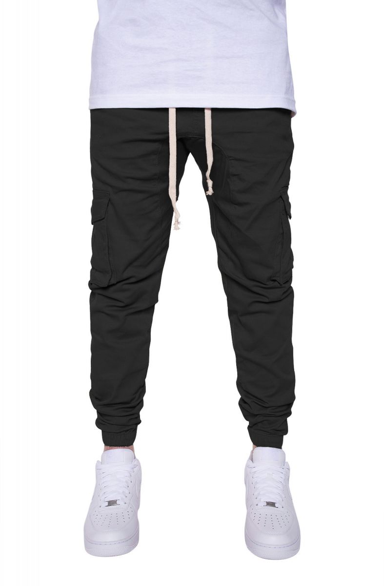 SEIZE&DESIST Cargo Twill Joggers in Black SD2173-BLK - Karmaloop