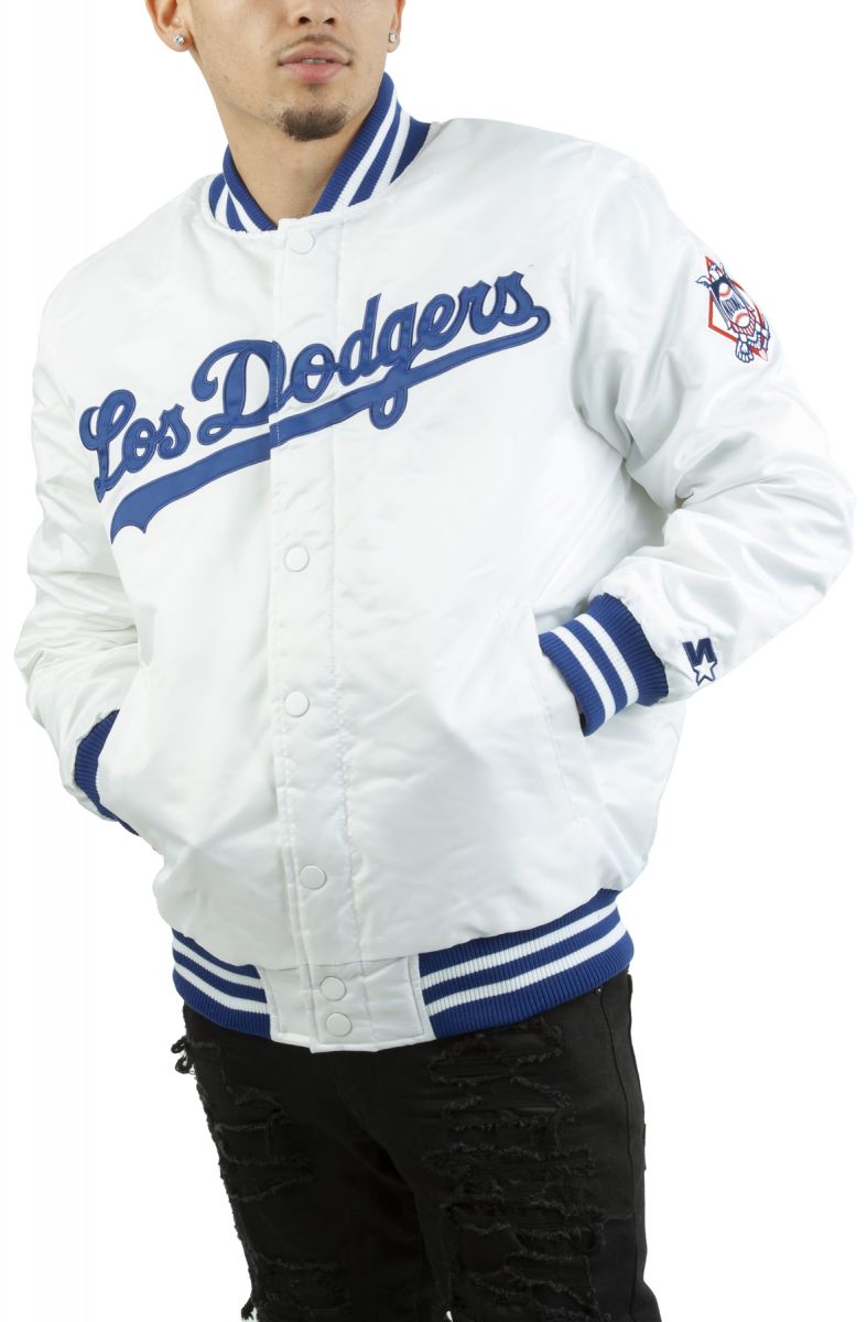 Mitchell  Ness Mens White Los Angeles Dodgers City Collection Satin  FullSnap Varsity Jacket  Macys
