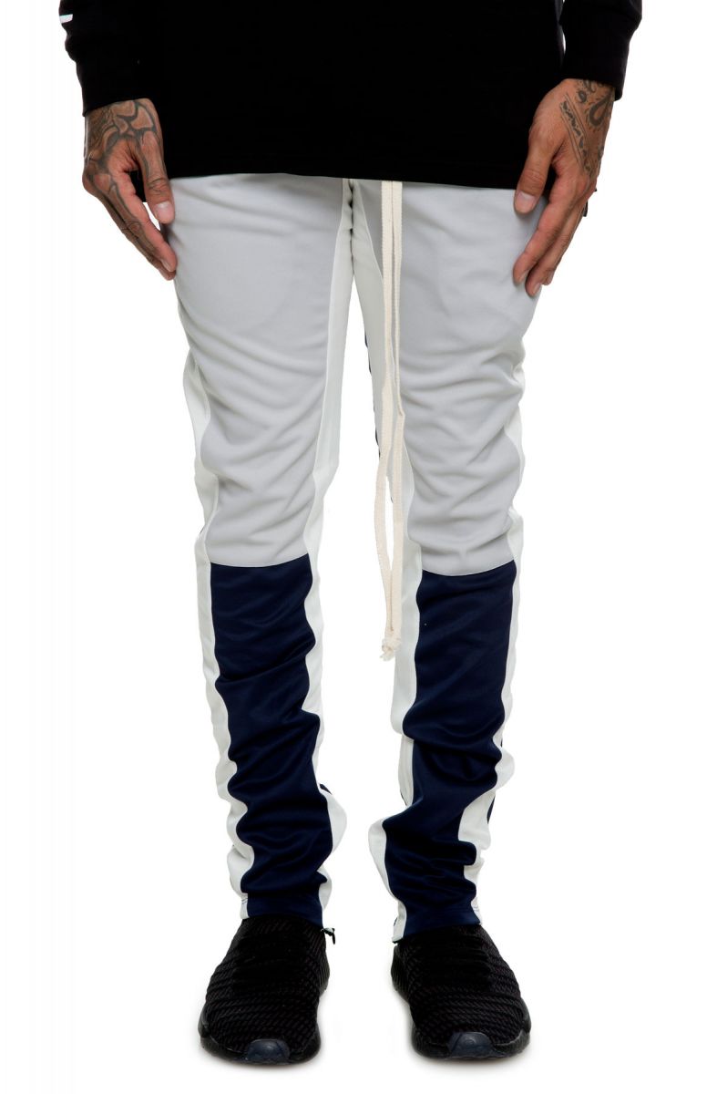 grey and black track pants