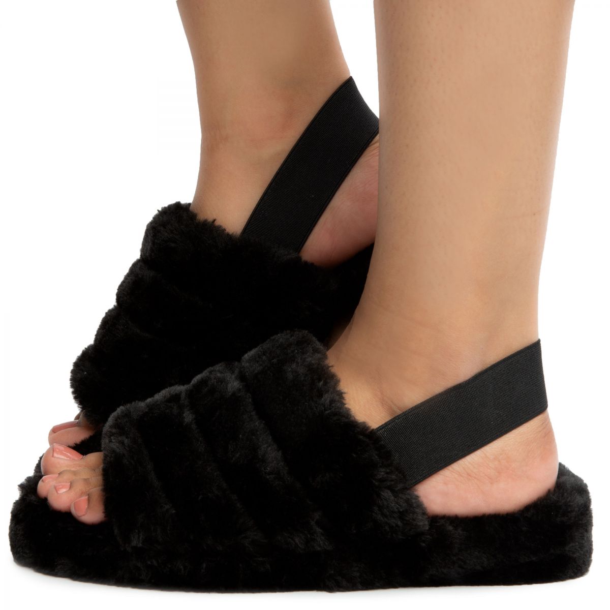 BAMBOO Warmness 02 Fur Slides JPM WARMNESS 02 BLK PLNDR