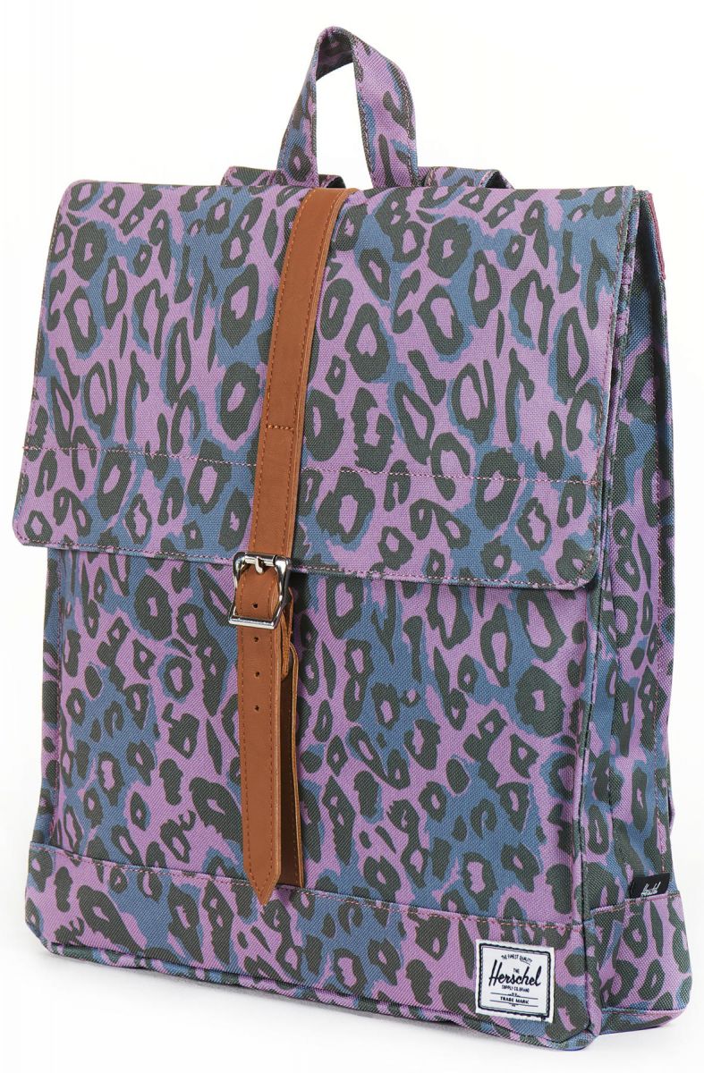Herschel Supply Backpack City Mid Volume in Purple Leopard Print