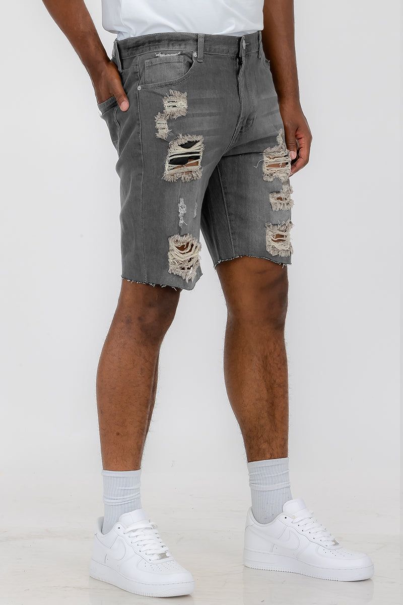 Men's Distressed Wash Denim Shorts main image 0
