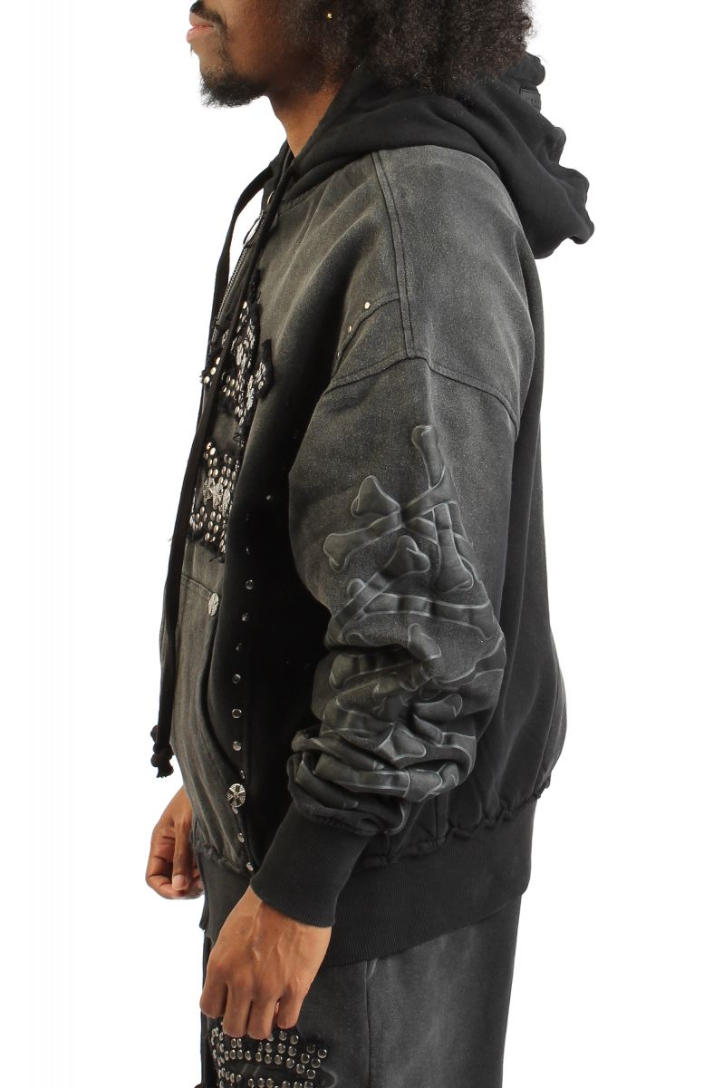 HUDSON Colere Bones Zip-Up Hoodie 619-BLK - Karmaloop