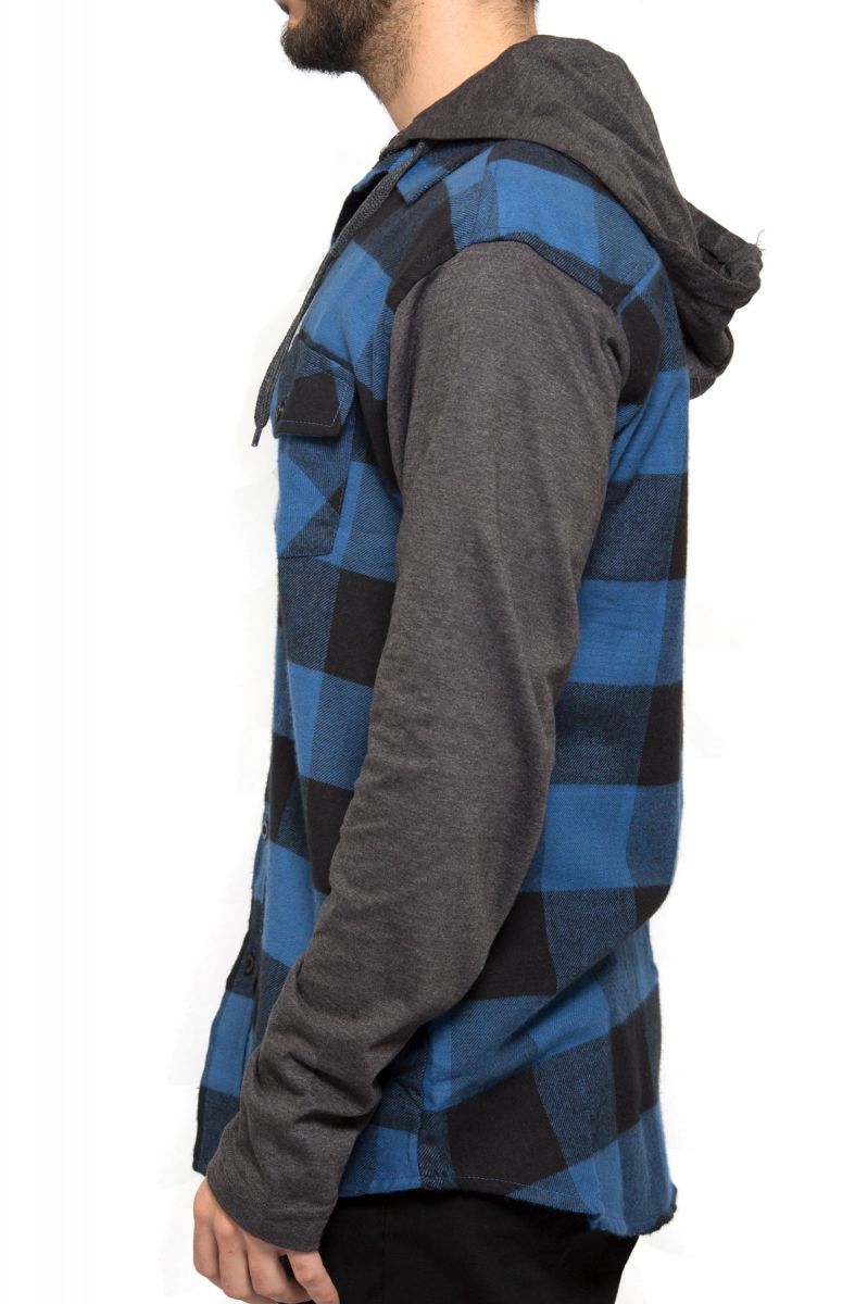 blue flannel hoodie