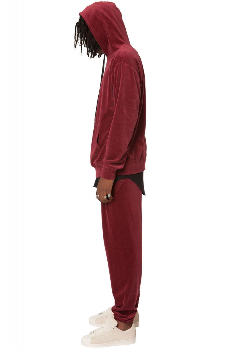 red velour sweatsuit