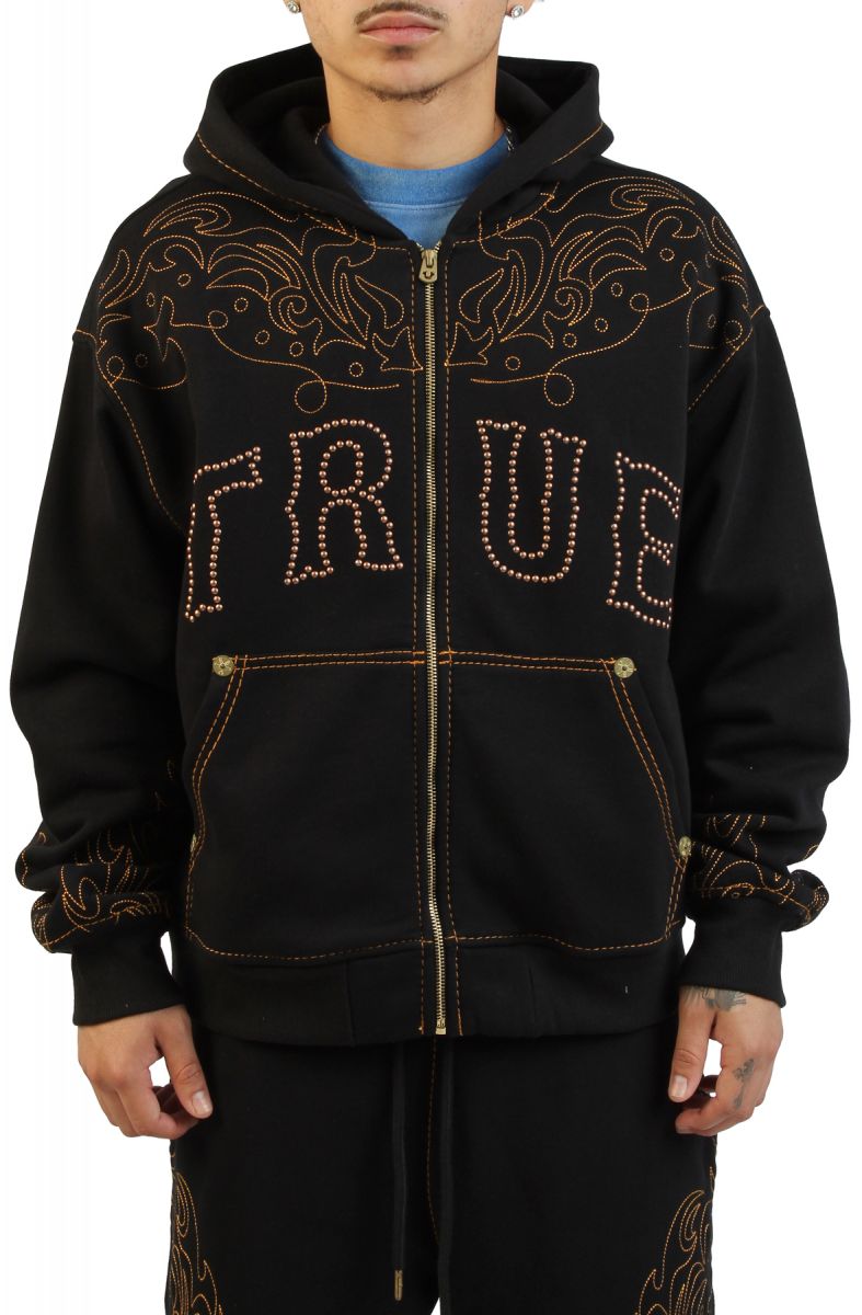 TRUE RELIGION Rodeo Big T Boxy Zip Hoodie 110264-1001 - Karmaloop