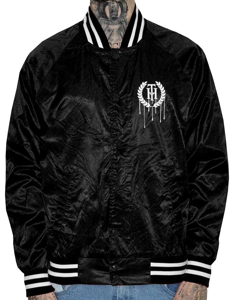 THE HIDEOUT CLOTHING Dripping Bomber Jacket HDTCLTHNG485B37ROYALWHITE Karmaloop