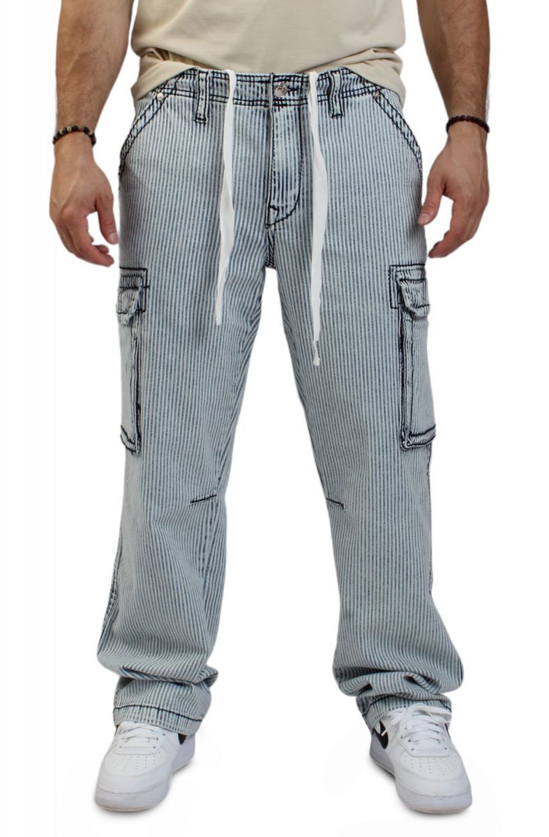 TRUE RELIGION Hickory Stripe Baggy Cargo Pant 107887-IIDH - Karmaloop