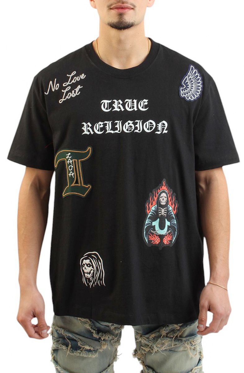TRUE RELIGION Embroidered Patch Short Sleeve T-Shirt 108633BLK