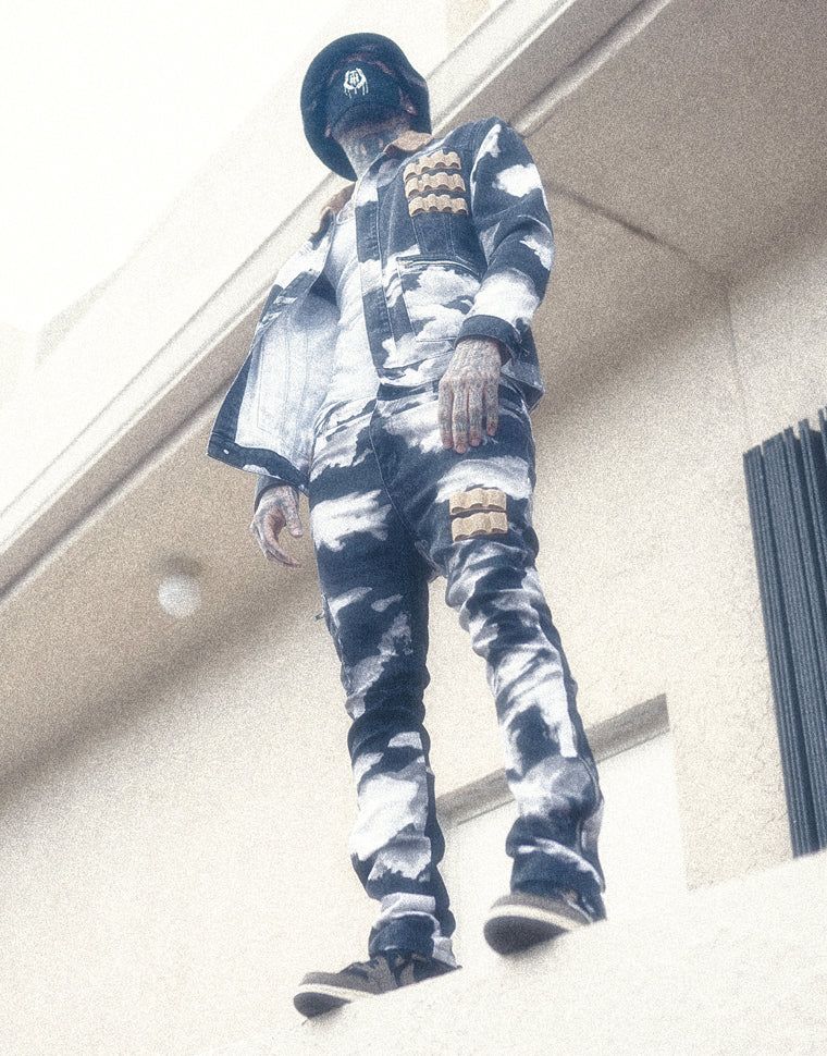 THE HIDEOUT CLOTHING + Rifle Cloud Bleached Denim Jacket HDTCLTHNG ...