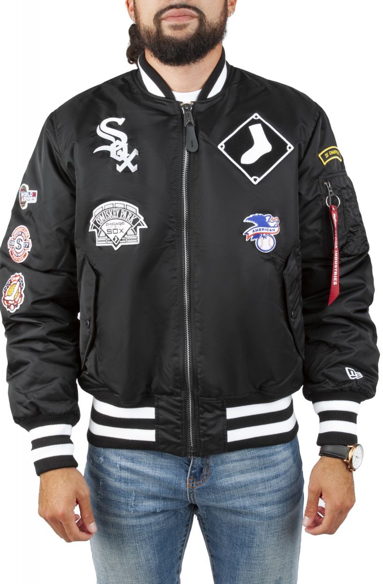 NEW ERA X ALPHA INDUSTRIES CHICAGO WHITE SOX REVERSIBLE BOMBER JACKET –  SHIPPING DEPT