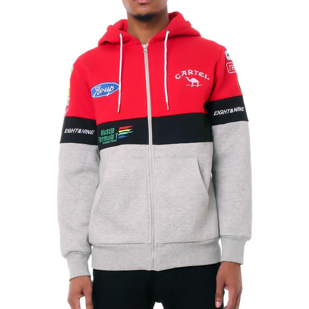 8&9 CLOTHING Cartel F1 Racing Pit Crew Zip Up Hoodie Red HSCRTLRED ...