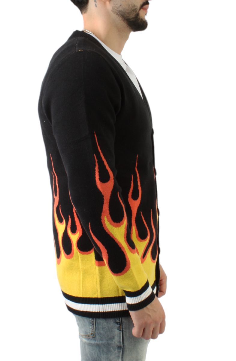 IROOCHI Flames Cardigan 34008-BLK - Karmaloop
