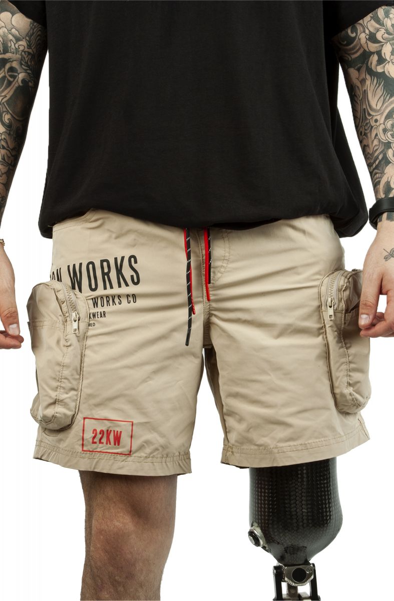 SMOKE RISE Nylon Cargo Shorts WS22282KHAKI Karmaloop