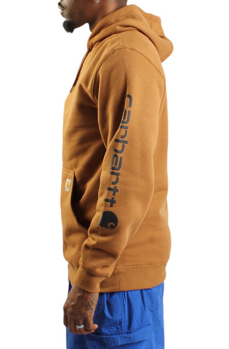 CARHARTT MW Signature Sleeve Logo Pullover Hoodie K288-BRN - Karmaloop