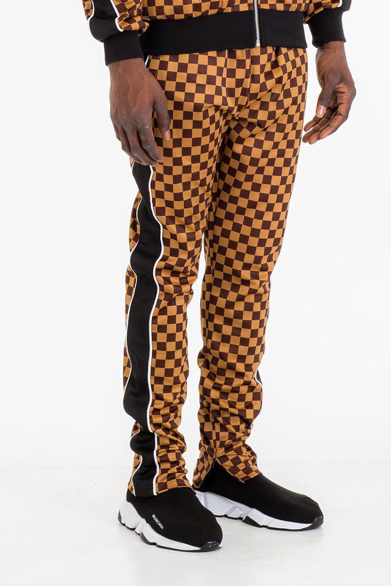 checkered track pants mens