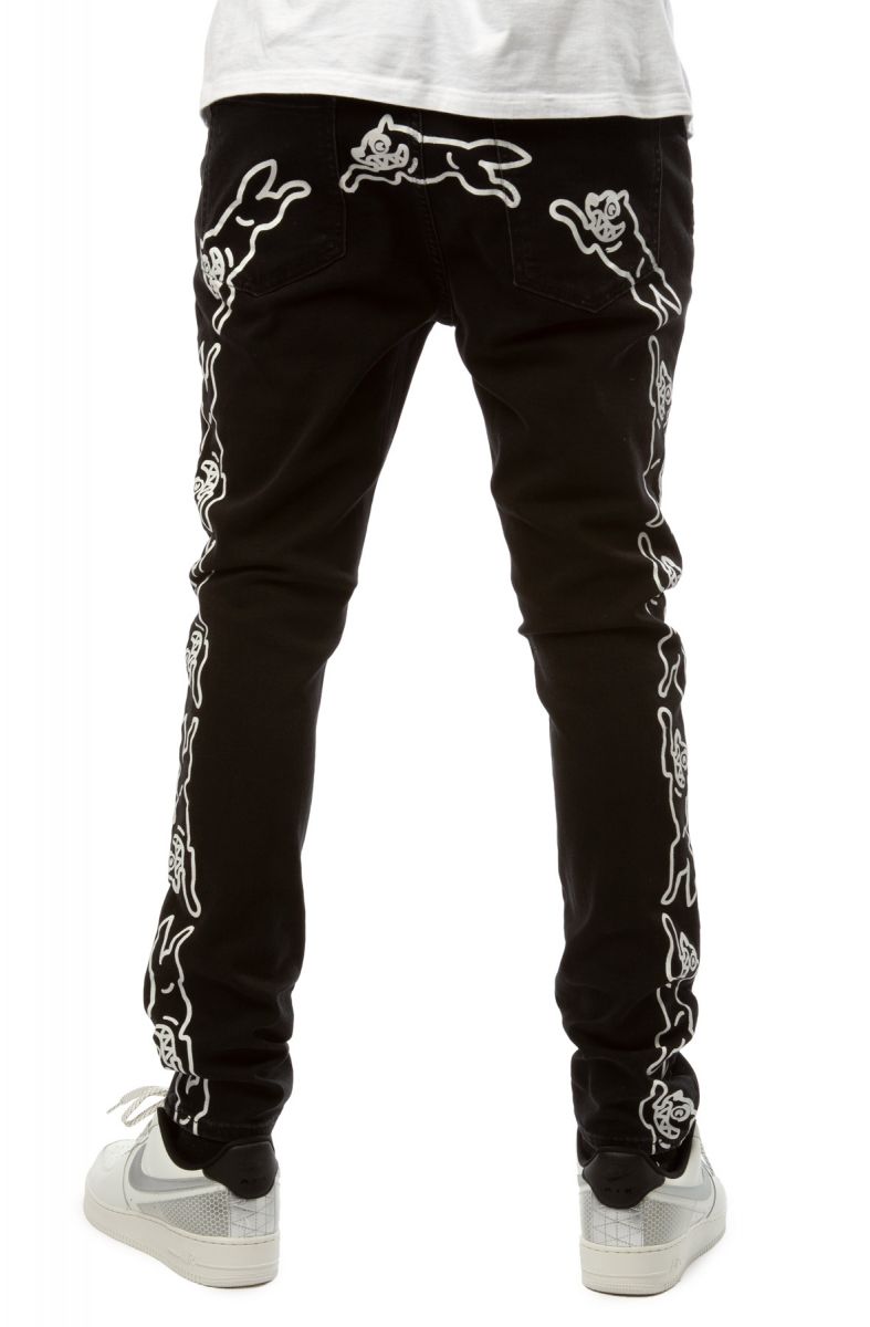 black graphic jeans