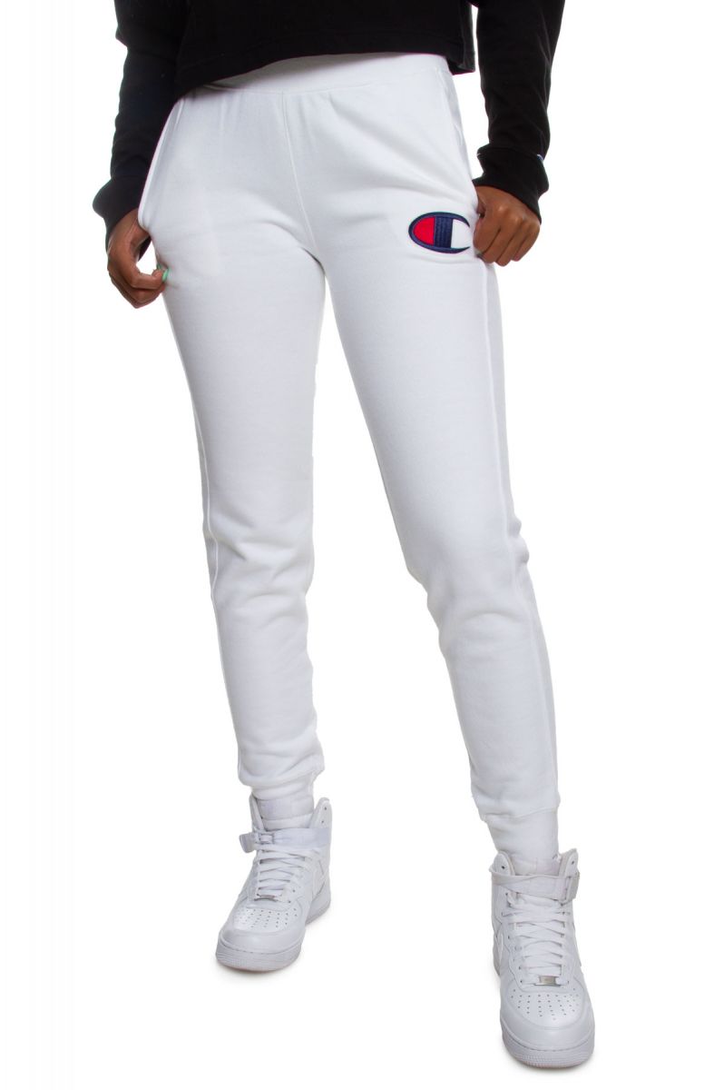 champion reverse weave joggers white