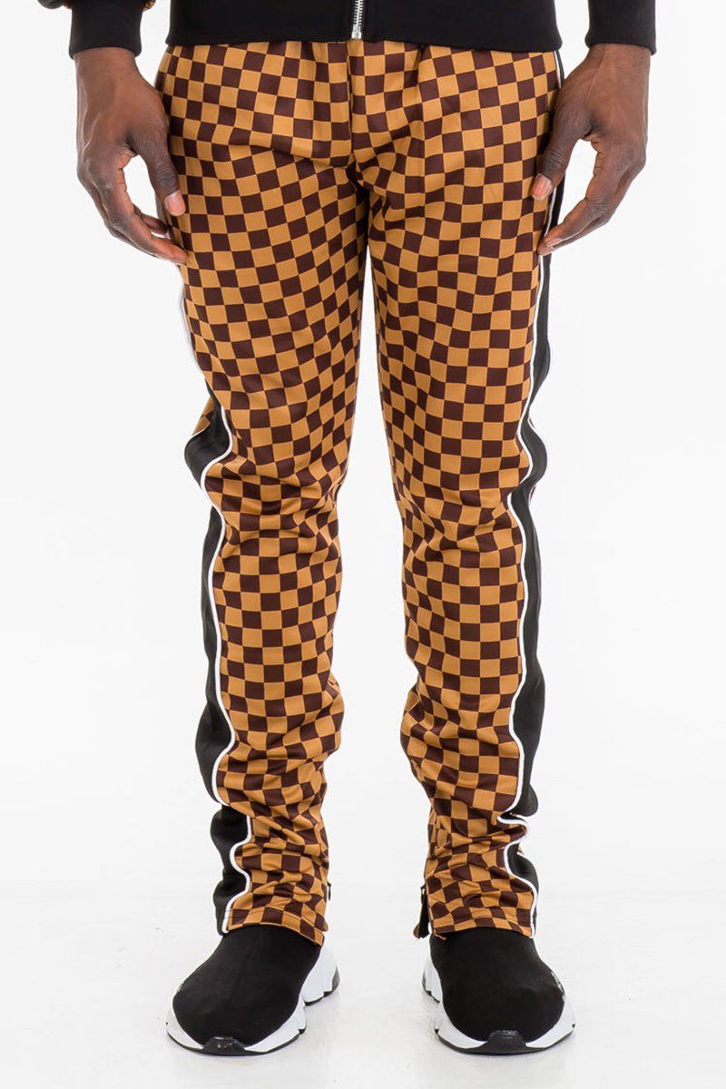 checkered track pants mens