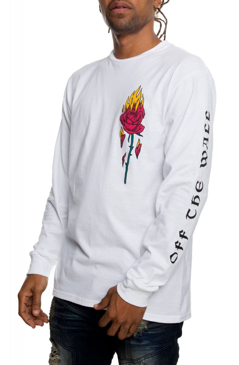 The Flaming Rose LS Tee in White