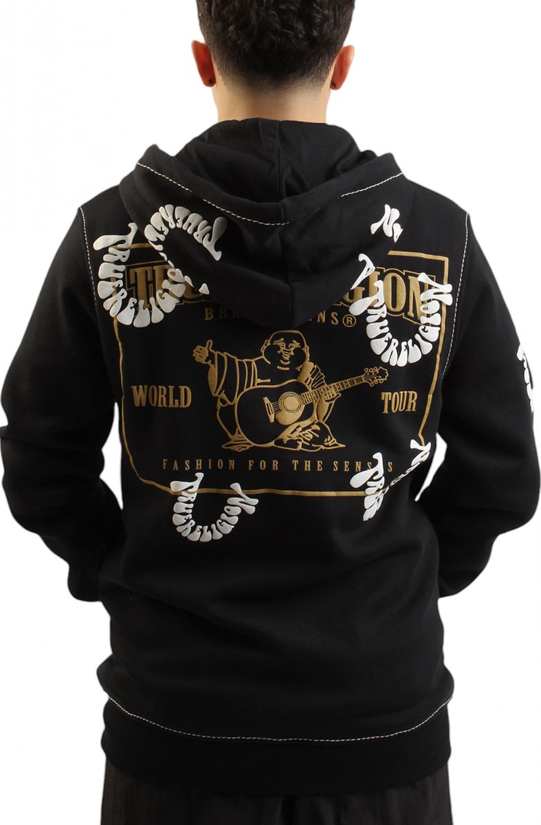 TRUE RELIGION Big T Warped Puff Print Logo Zip Hoodie 108794 TRUE RELIGION Big T Warped Puff Print Logo Zip Hoodie 108794