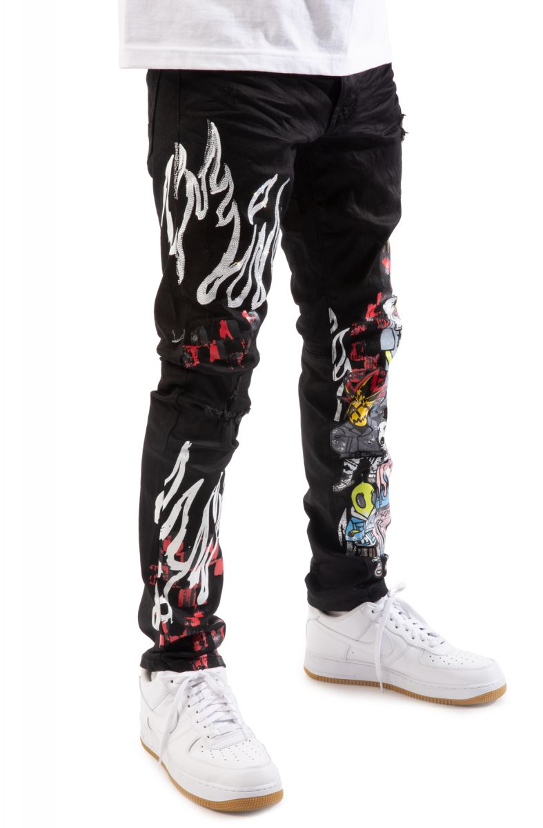 SMOKE RISE Skribbler Graffiti Jeans JP21505JTBLK Karmaloop