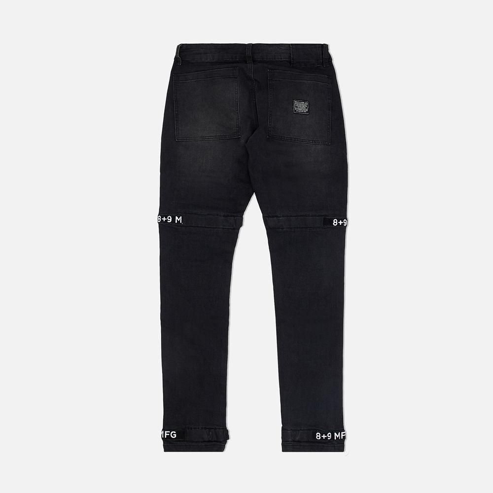 8&9 CLOTHING Strapped Up Slim Utility Jeans Black OG PSTRPJBLK - Karmaloop