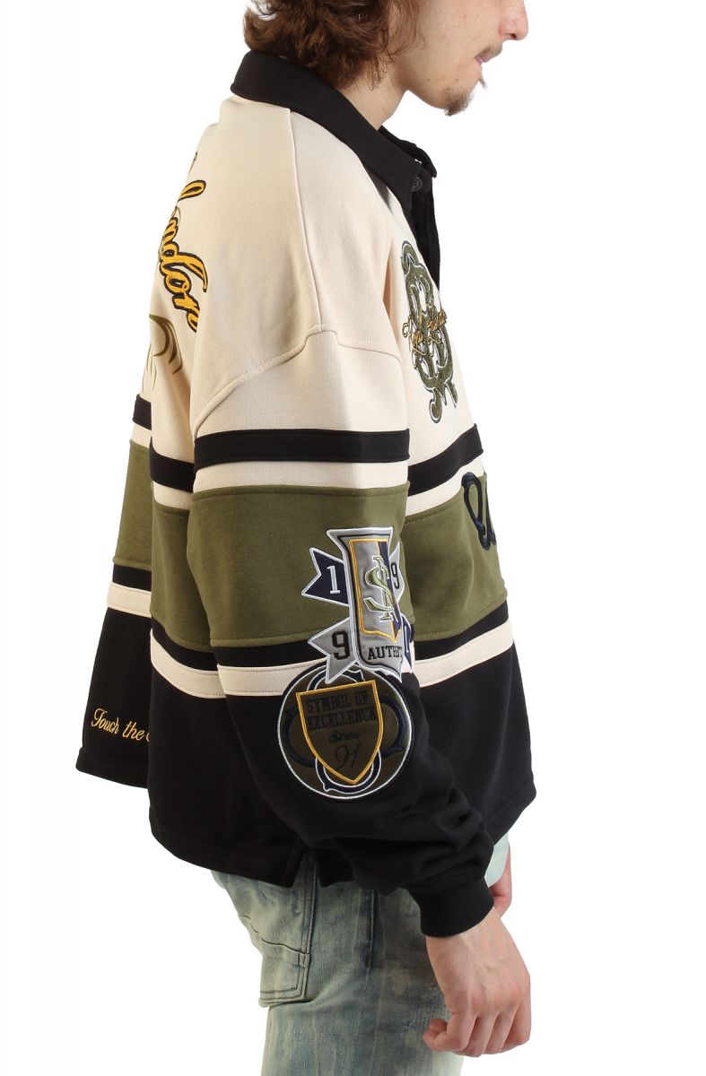 SMOKE RISE Ivy Rugby Long Sleeve T-Shirt FO25571SK-BLK - Karmaloop
