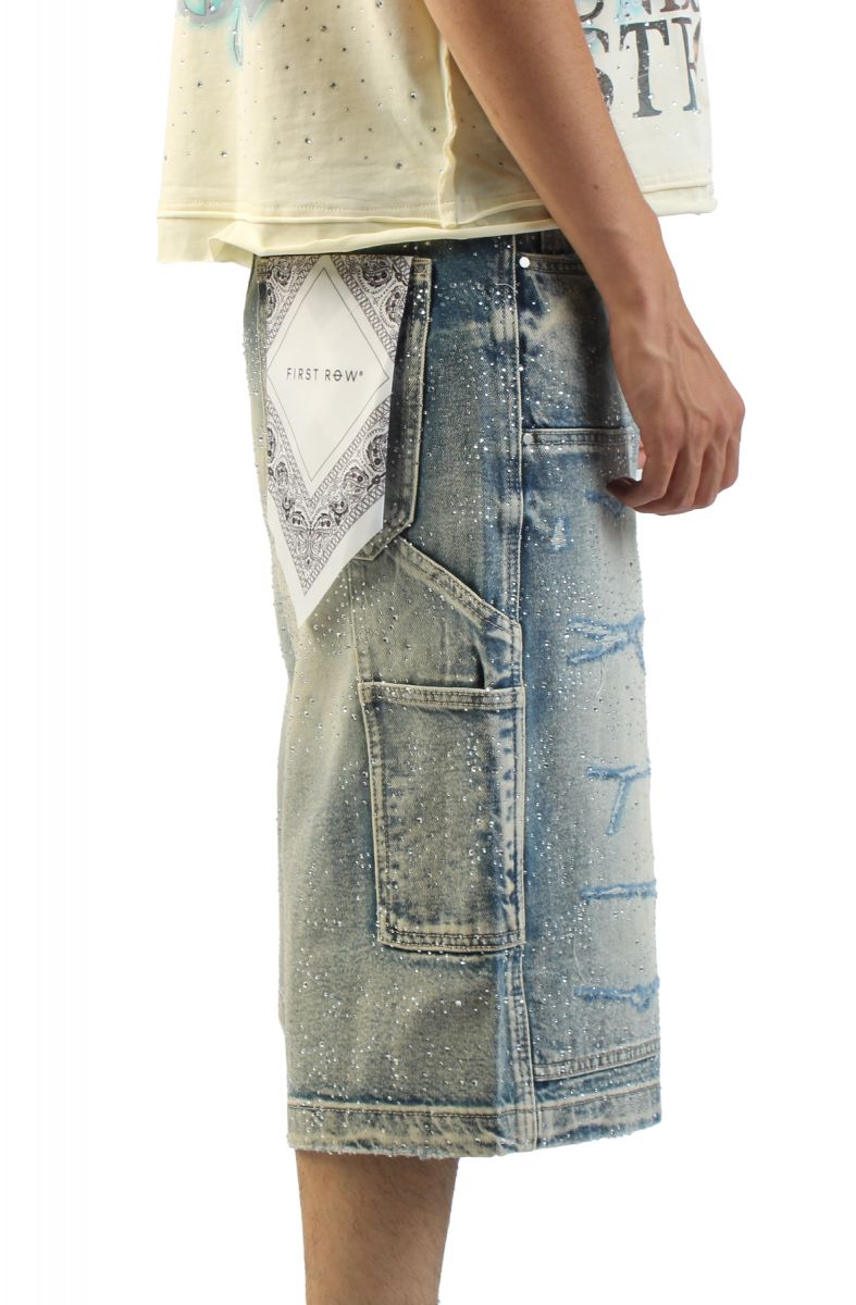 FIRST ROW Rhinestone Denim Jort Shorts FRS3024-TINT - Karmaloop