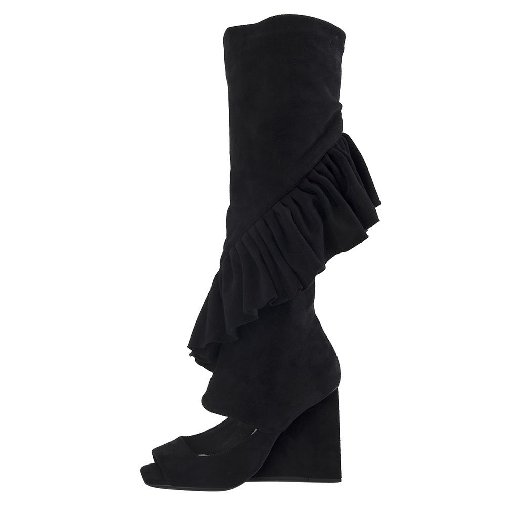 womens black suede wedge boots