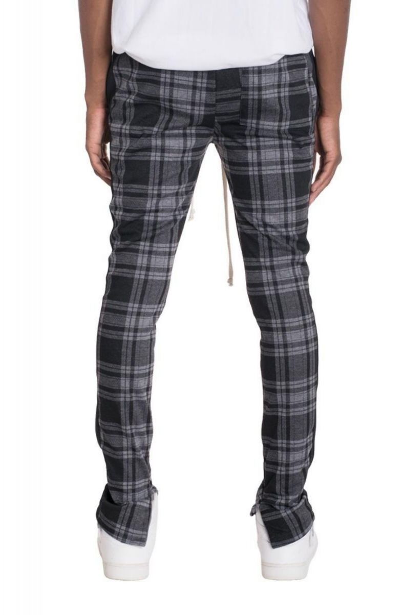 grey plaid track pants