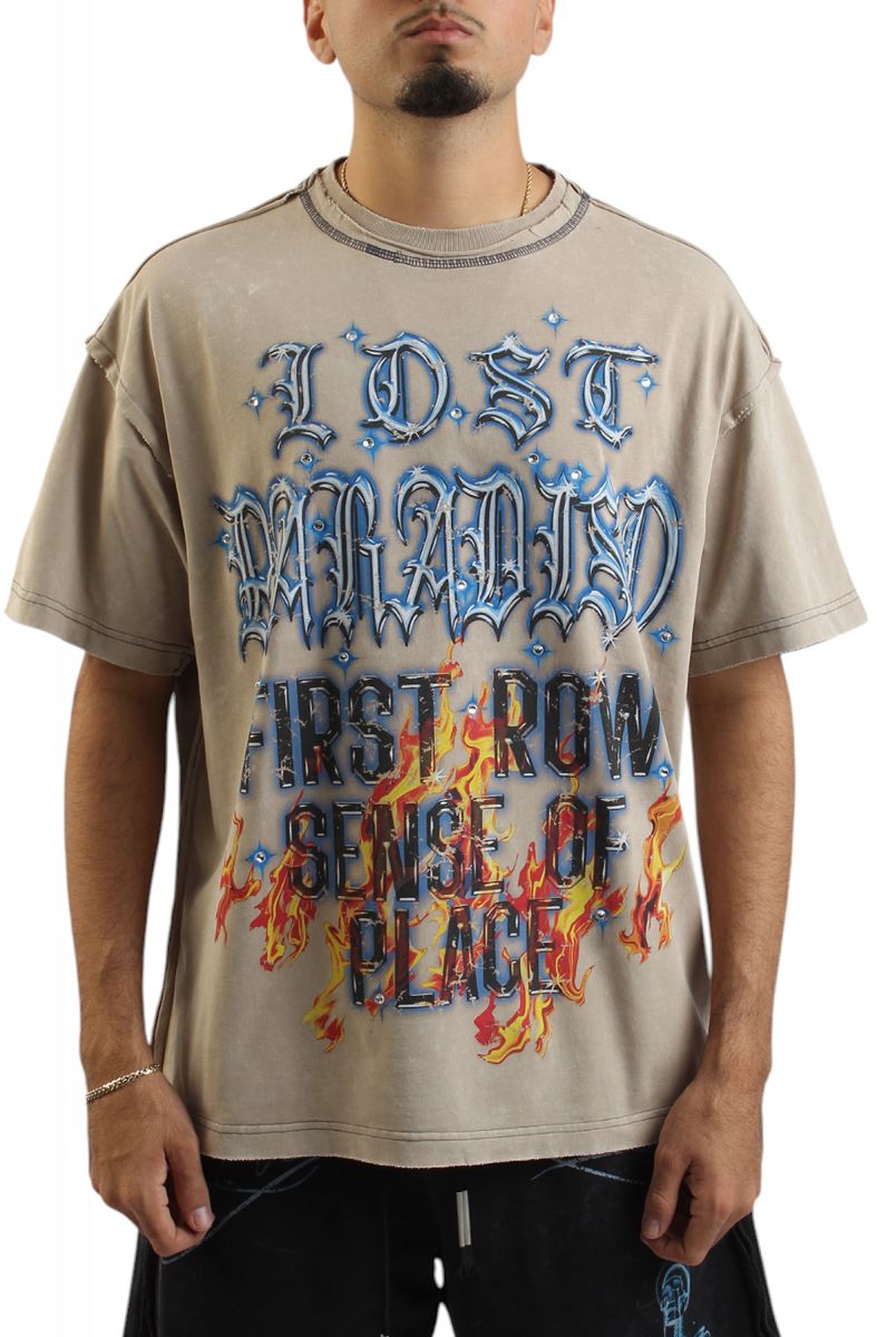 FIRST ROW Lost Paradise Shouting Night T-Shirt FRT2205-KHA - Karmaloop