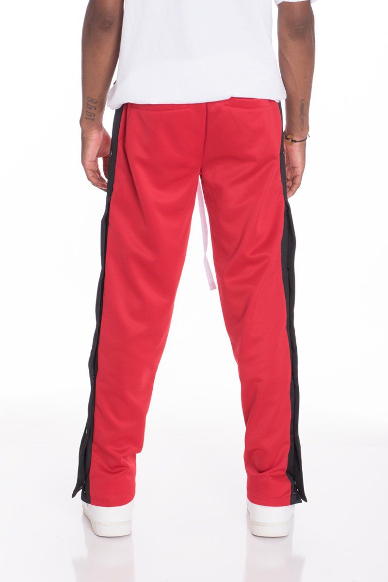 snap button track pants mens