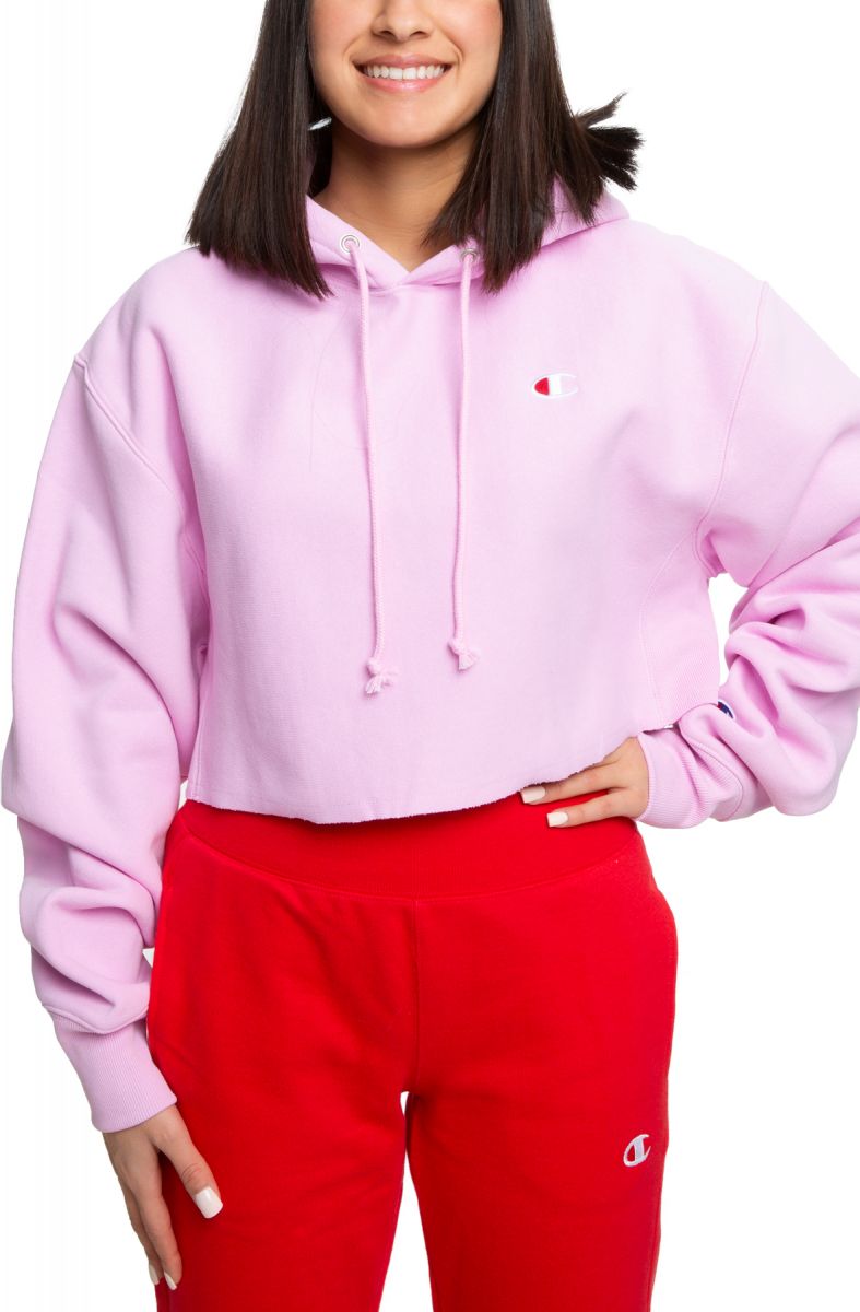 Champion cropped hoodie with logo in lilac