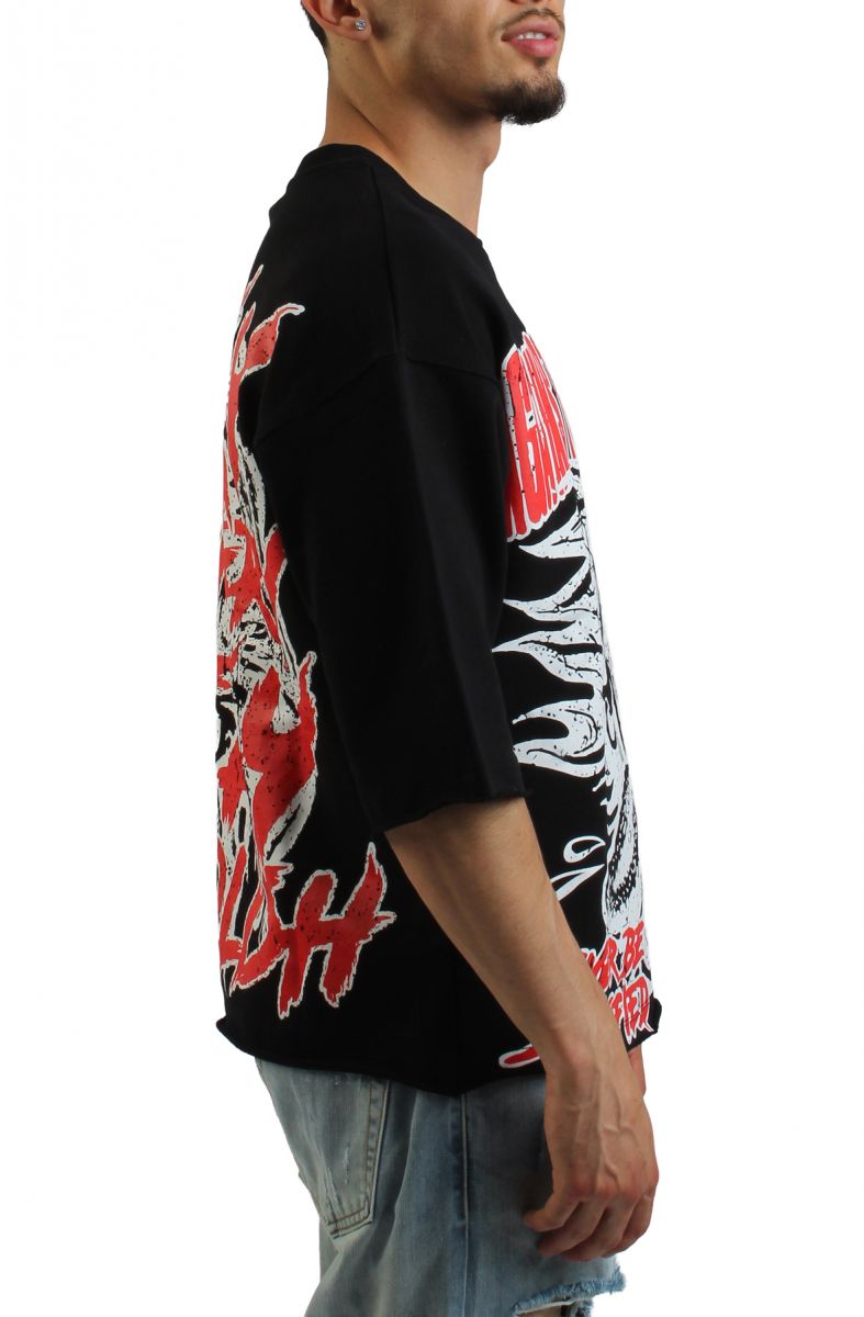 AKS Stay Hungry French Terry Cropped Shirt AKDEC25TS_14-BLK