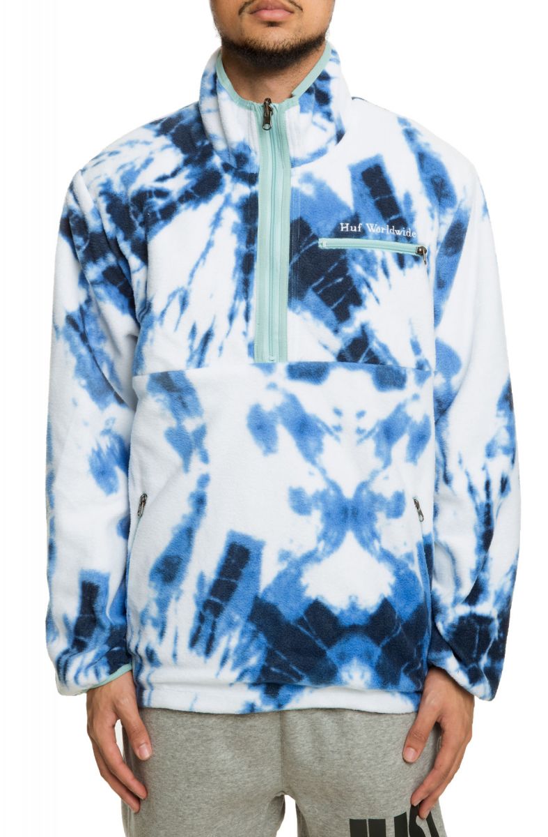 HUF The Kumo Reversible Quarter Zip Jacket in Cloud Dye Blue