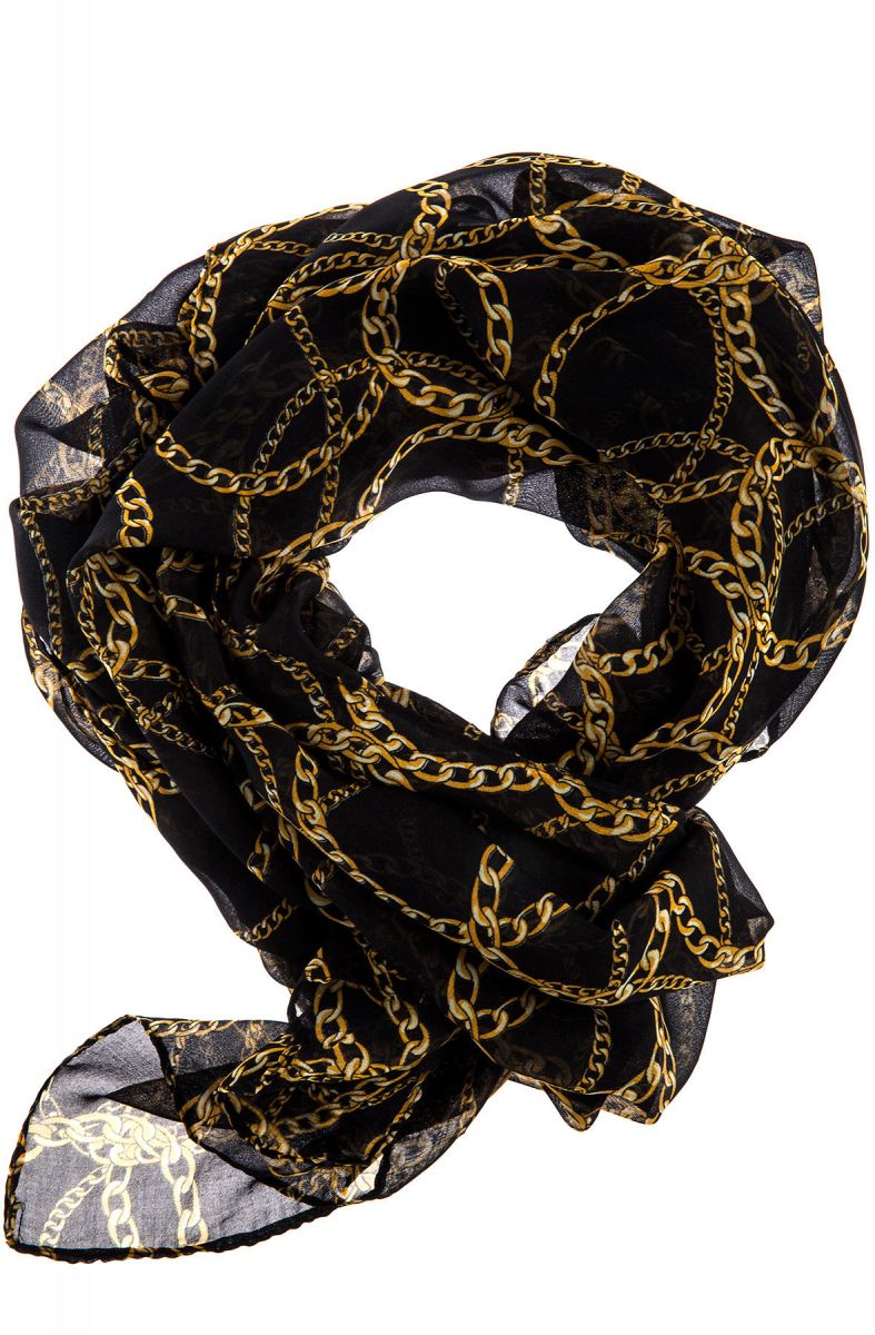 MKL Accessories Scarf Gold Chains Scarf Black Gold