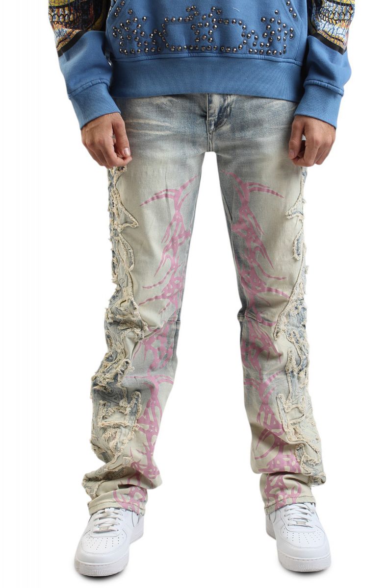 SMOKE RISE Dystopia Straight Denim Jeans JP25126SK-OMBRE